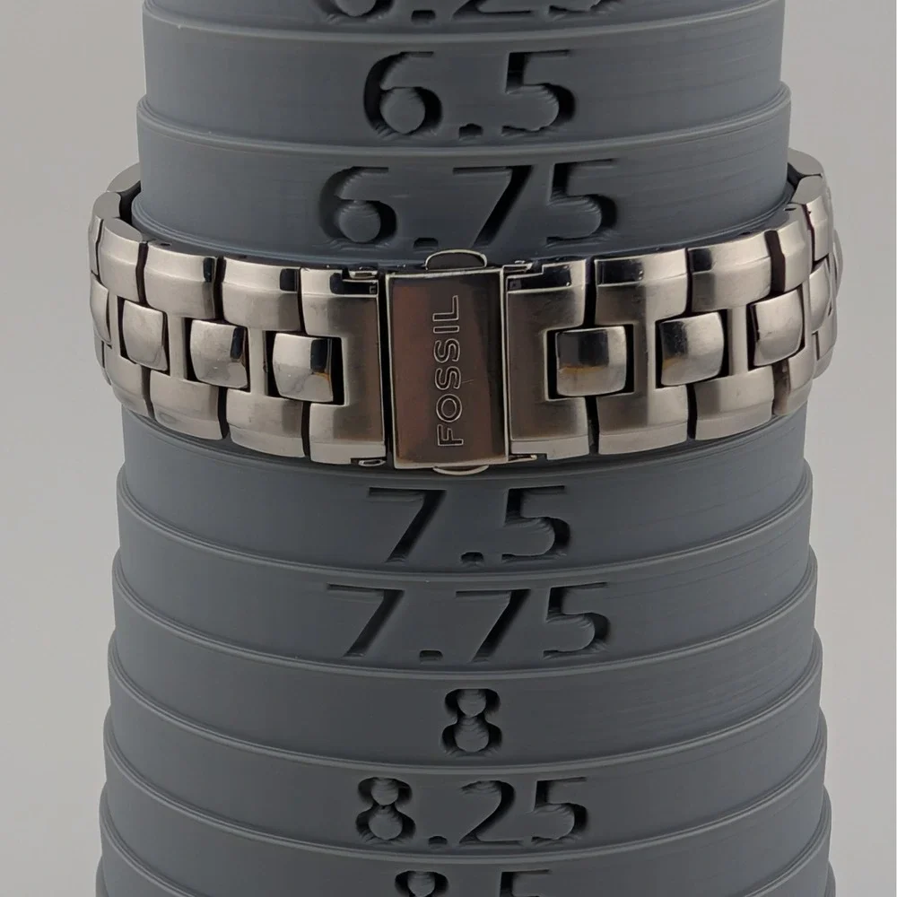 Fossil Arkitekt Men's SS Watch Silver Sunburst Dial Crystal Markers Y2K 7